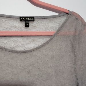 Grey mesh Flower shirt. Express.